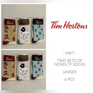🆕TIM HORTONS - O/S ADULT - NWT - 6PCS - LIMITED EDITION COLLECTIBLE TIMS SOCKS